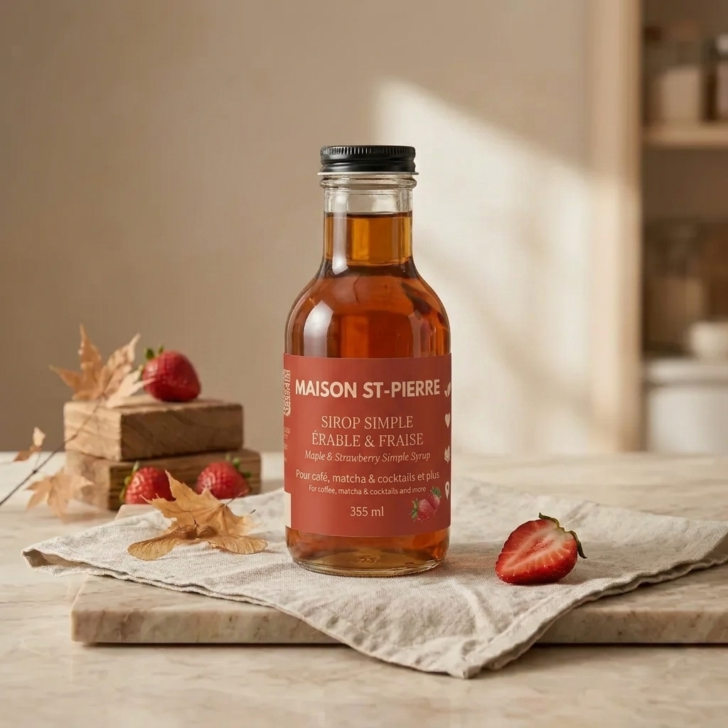 Sirop arômatisé à l'érable et fraise